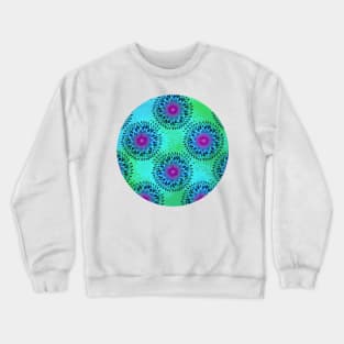 Teardrop Concentric Circle Pattern (Turquoise and Blue) Crewneck Sweatshirt